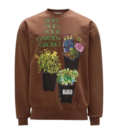 Jw Anderson Sweatshirt With Flower Pot Print In Brown