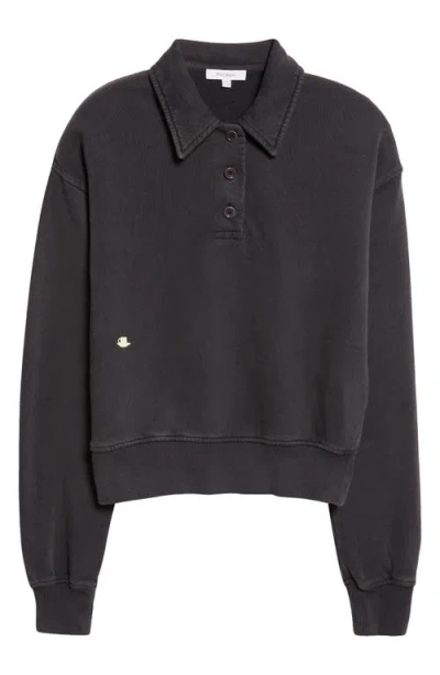 Jw Anderson Cotton French Terry Polo Sweatshirt In Black
