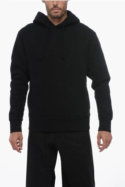 JW ANDERSON COTTON HOODIE WITH EMBROIDERED LOGO