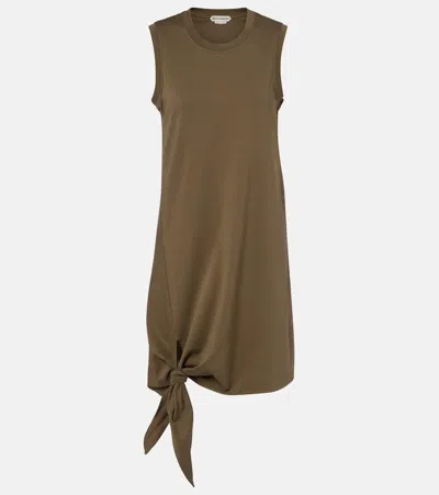 Jw Anderson Mens Khaki Knotted-hem Sleeveless Cotton-jersey Mini Dress In Brown