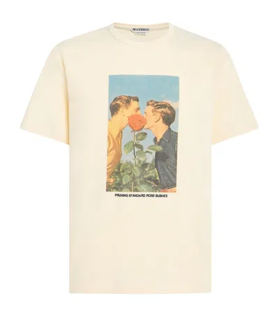Jw Anderson Cotton Kissing By The Rose Bush T-shirt In Multi