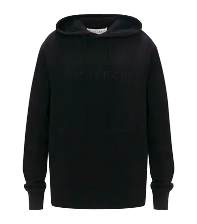 JW ANDERSON COTTON LOGO-EMBROIDERED HOODIE