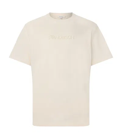 Jw Anderson Cotton Logo Embroidered T-shirt In White