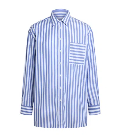 Jw Anderson Cotton Oversized Stripe Shirt In Blue