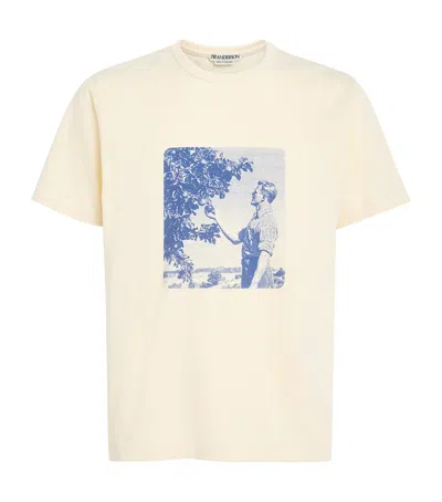 Jw Anderson W Anderson Mens Picking Fruit Cotton T-shirt Ecru In Neutral