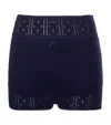 Jw Anderson Navy Blue Double-layer Pointelle Shorts In Blue