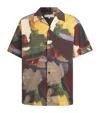 Jw Anderson J. W. Anderson Wide V-neck Short Sleeve Shirt With Abstract Print In Green