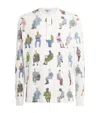 Jw Anderson People Print Waffle Knit Cotton Henley Top In White