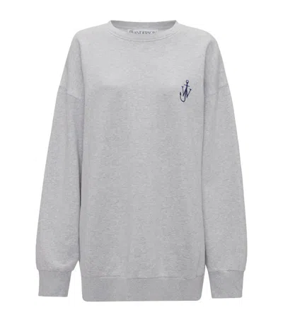 Jw Anderson Cotton Printed Logo Sweatshirt In Grey