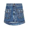 Jw Anderson Blue Curved Patch Pocket Denim Miniskirt