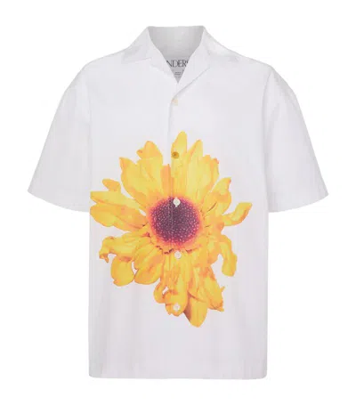 Jw Anderson Cotton Sunflower Shirt In White