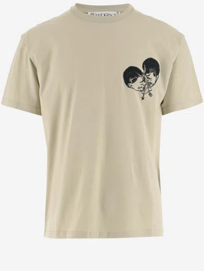 Jw Anderson J.w. Anderson Cotton T-shirt With Graphic Print And Logo In Beige