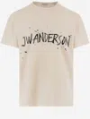 Jw Anderson Mens Ecru Circular Brand-print Cotton T-shirt In Neutral