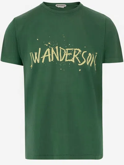 Jw Anderson Cotton T-shirt With Logo In Green