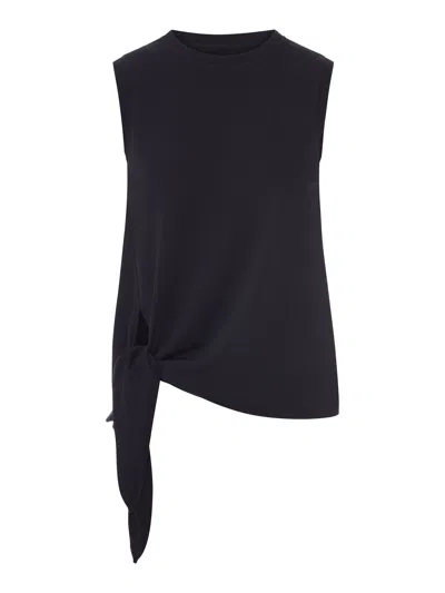 Jw Anderson Cotton Tank Top With Knotted Hem In Black