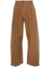 Jw Anderson Twisted Seam Cotton Barrel-leg Pants In Braun