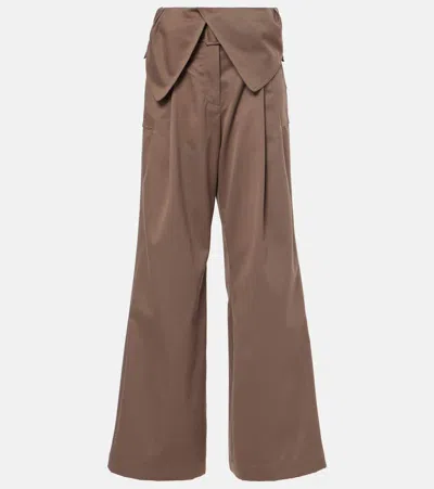 Jw Anderson Foldover Belted Trench Trousers In Brown