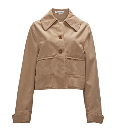 Jw Anderson Cropped Workwear Jacket In Neutrals