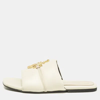 Pre-owned Jw Anderson Cream Leather Slide Sandals Size 41