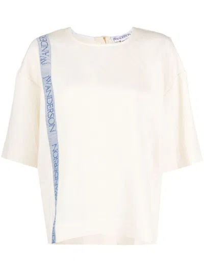 Jw Anderson Cream Linen And Cotton Blend Top For Women