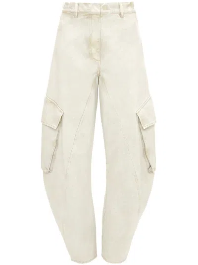 JW ANDERSON CREAM WHITE TWISTED CARGO JEANS