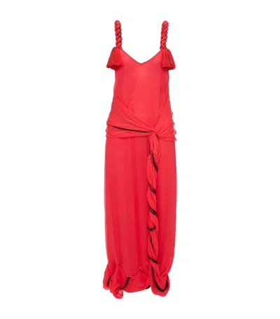 Jw Anderson Tassel Strap Twisted Dress In Red