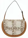 Jw Anderson Crescent-shaped Canvas Shoulder Bag With Leather Trim In White