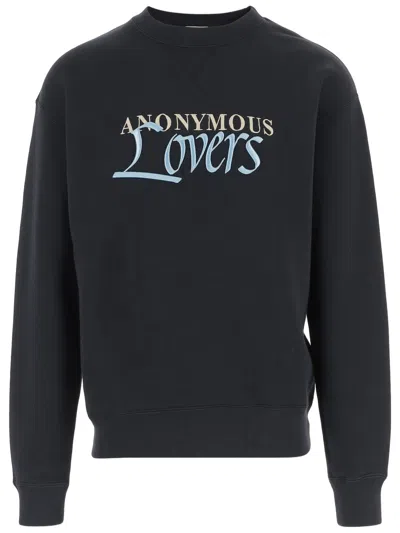 Jw Anderson Crew Neck Cotton Sweatshirt With Embroidered Logo In Black
