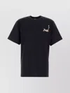 Jw Anderson Blue Crewneck T-shirt With Logo Detail On The Front And Maxi Slogan Print On The Rear