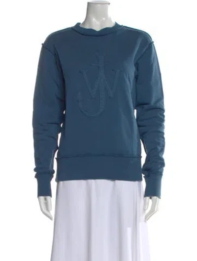 Pre-owned Jw Anderson Crew Neck Long Sleeve Sweatshirt In Blue