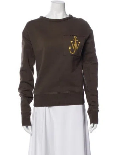 Pre-owned Jw Anderson Crew Neck Long Sleeve Sweatshirt In Brown