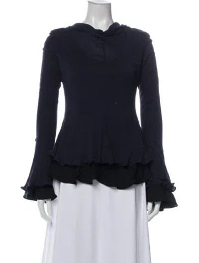 Pre-owned Jw Anderson Crew Neck Long Sleeve Top In Blue