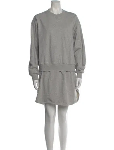 Pre-owned Jw Anderson Crew Neck Mini Dress In Gray