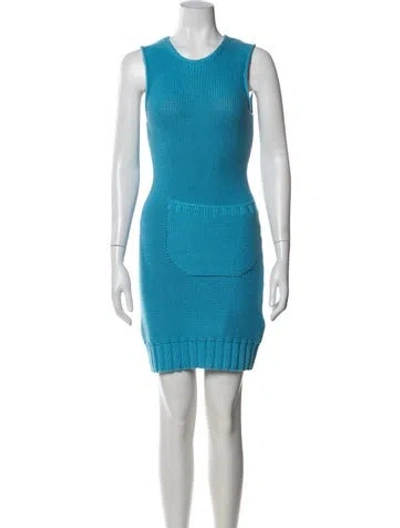 Pre-owned Jw Anderson Crew Neck Mini Dress W/ Tags In Blue