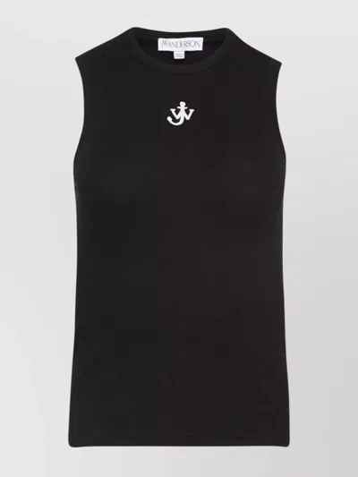 Jw Anderson J. W. Anderson Anchor Fitted Ribbed Top In Black