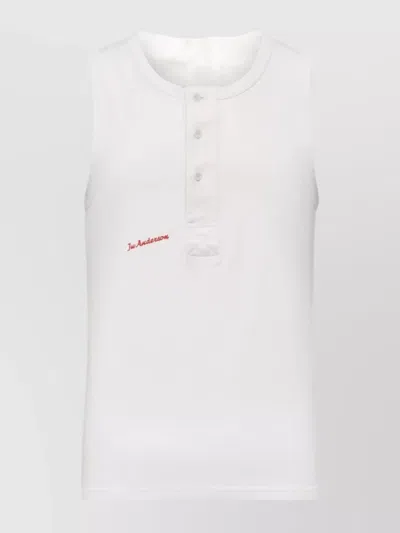 Jw Anderson Crew Neck Sleeveless Round Hem Vest In White