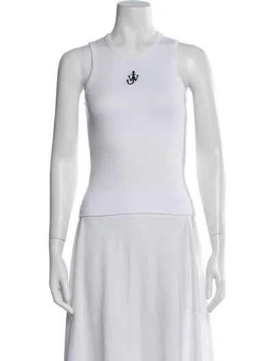 Pre-owned Jw Anderson Crew Neck Sleeveless Top In White