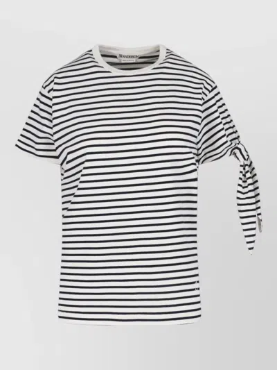 Jw Anderson Crew Neck Striped Top Side Tie Detail In Multi