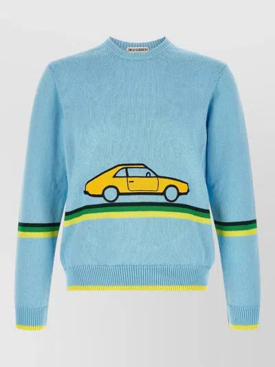 Jw Anderson Crew Neck Sweater Featuring Car Graphic In Blue