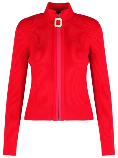 Jw Anderson Crimson Red Cotton Blend Turtleneck Sweater Women
