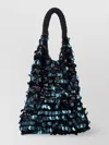 Jw Anderson Crochet Handle Sequin Embellished Tote Bag In Dark Teal