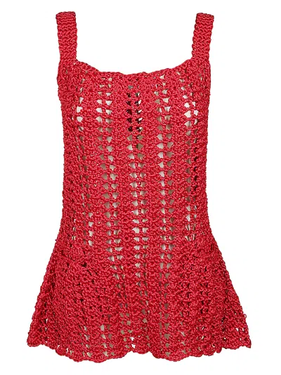 Jw Anderson Crochet Mini Dress In Red
