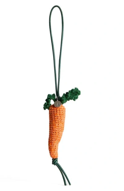 Jw Anderson Crocheted Carrot Mercerized Cotton Bag Charm In Orange