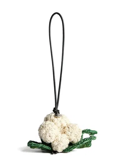 Jw Anderson Crocheted-cauliflower Charm In Brown