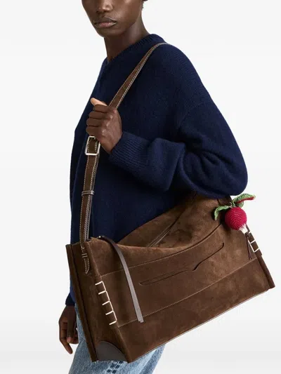 Jw Anderson Crocheted-radish Charm In Brown