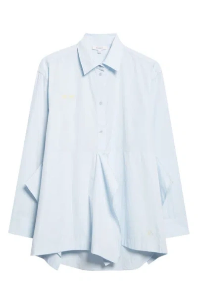 Jw Anderson Crockery Embroidery Draped Peplum Shirt In Blue