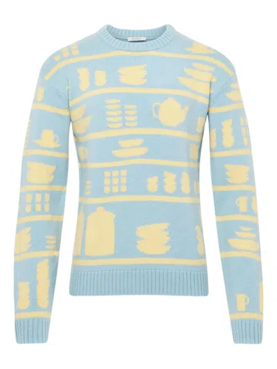 Jw Anderson Crockery-jacquard Jumper In Blue