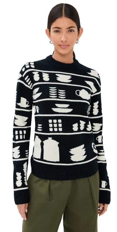 JW ANDERSON CROCKERY JACQUARD SWEATER BLACK/WHITE