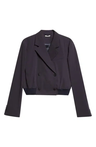 Jw Anderson Crop Cotton Double Breasted Blazer In Blue