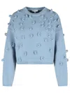 Jw Anderson 'crop' Sweater In Light Blue Cotton Blend In Blue